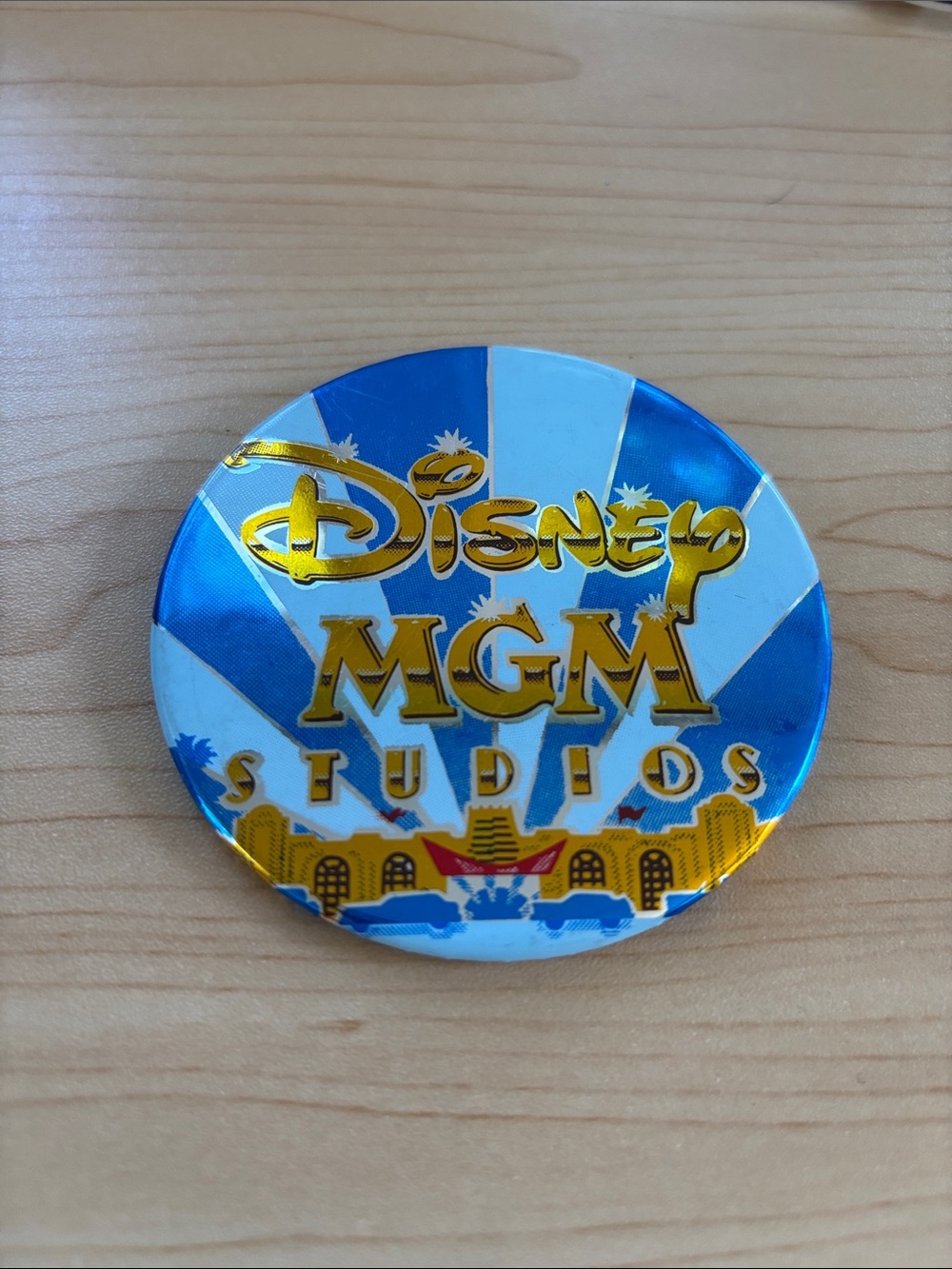 Vintage Disney MGM Studios Shiny Holographic Foil 3" Pinback Button c1990s